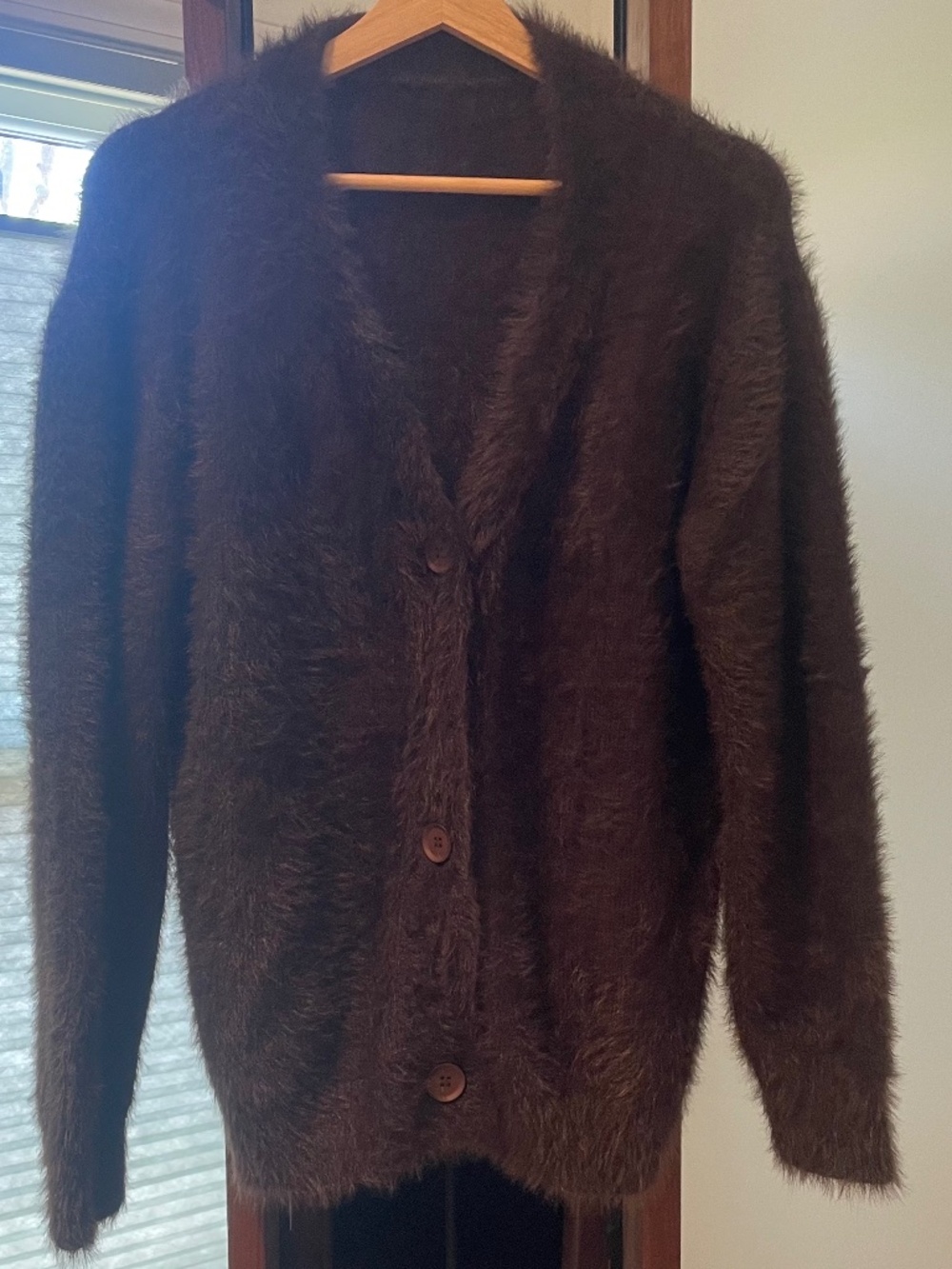 Dark Brown Fuzzy Cardigan Size Large